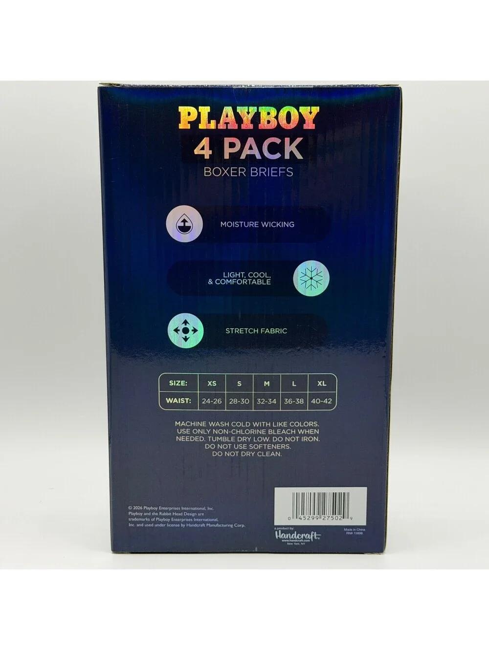 Playboy 4 Pack Performance Moisture Wicking Red Black Men's X-Large Boxer Briefs